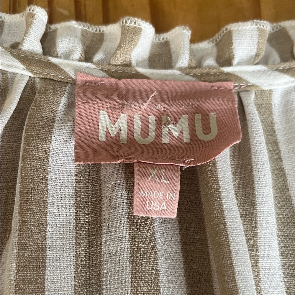 Show Me Your MuMu Cream and Tan Striped Maxi Dress - Picture 6 of 9